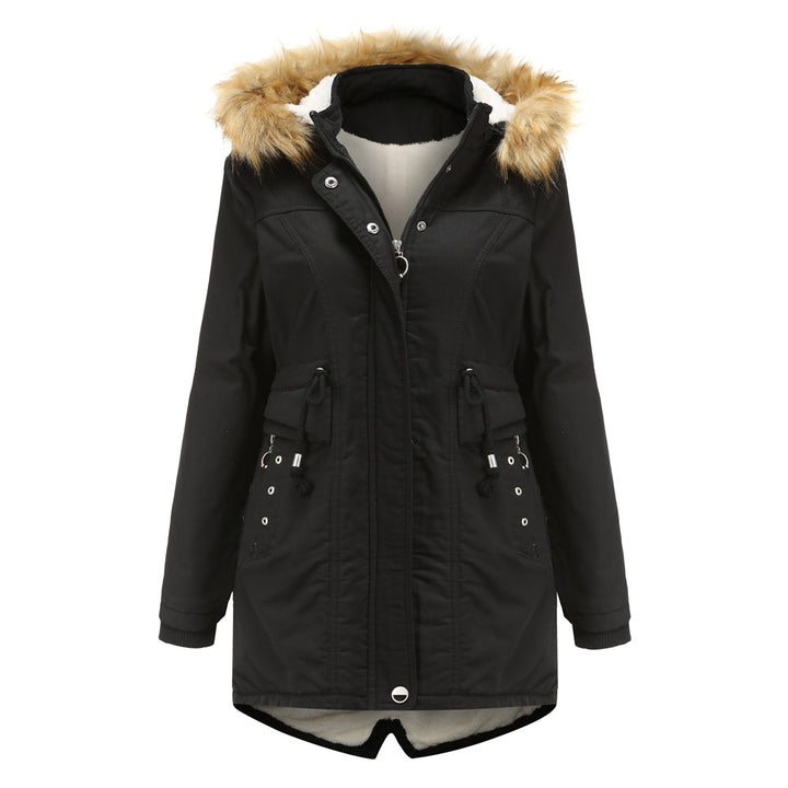 Ladies modern parka with removable faux fur collar and side pockets Chic and Style