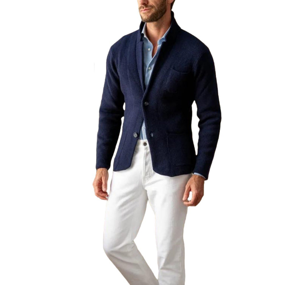 Modern knit coat for men with a comfortable collar and practical pockets Lune London