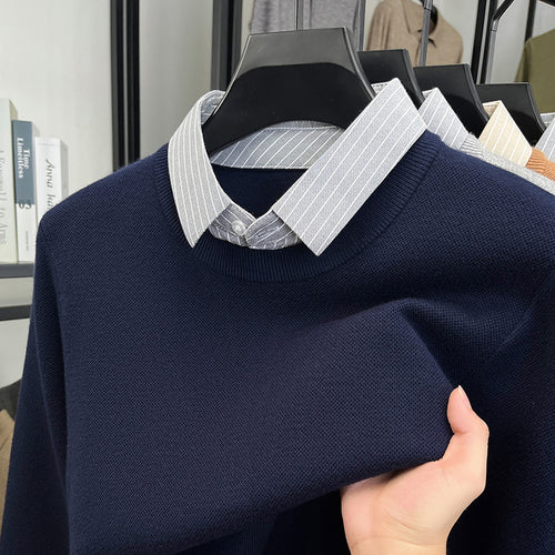 Knit sweater for women with integrated shirt collar Lune London