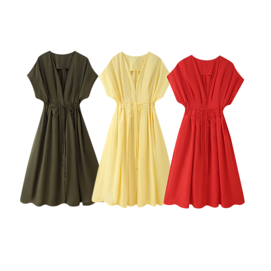 Midi dress for women with an elegant wrap effect and a flowy cut Lune London