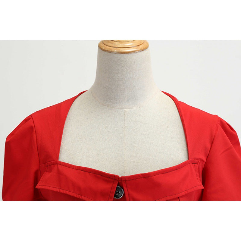 Robe évasée pour femmes avec patte de boutonnage élégante et ceinture ajustée Chic & Stil