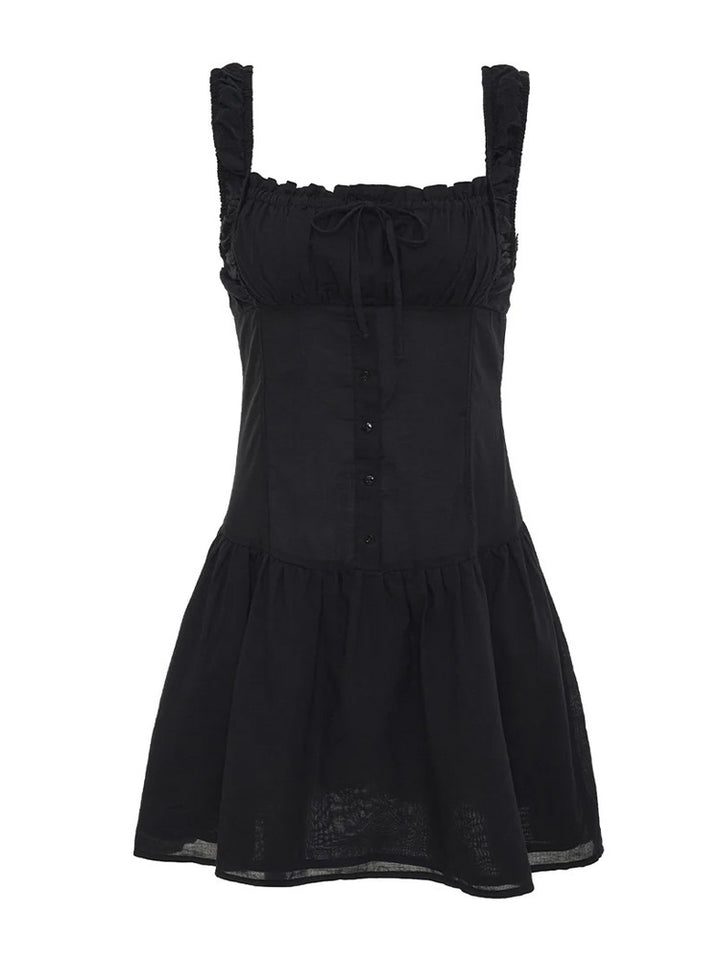 Lune London Mini dress for women with ruffle details and decorative bow