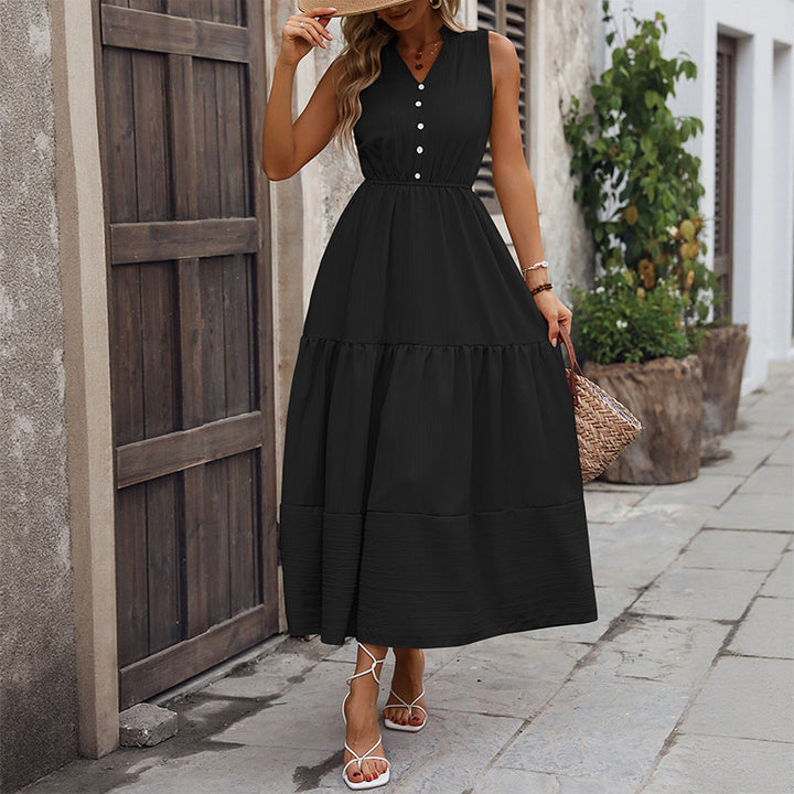 Women Button Layer Maxi Dress Lune London