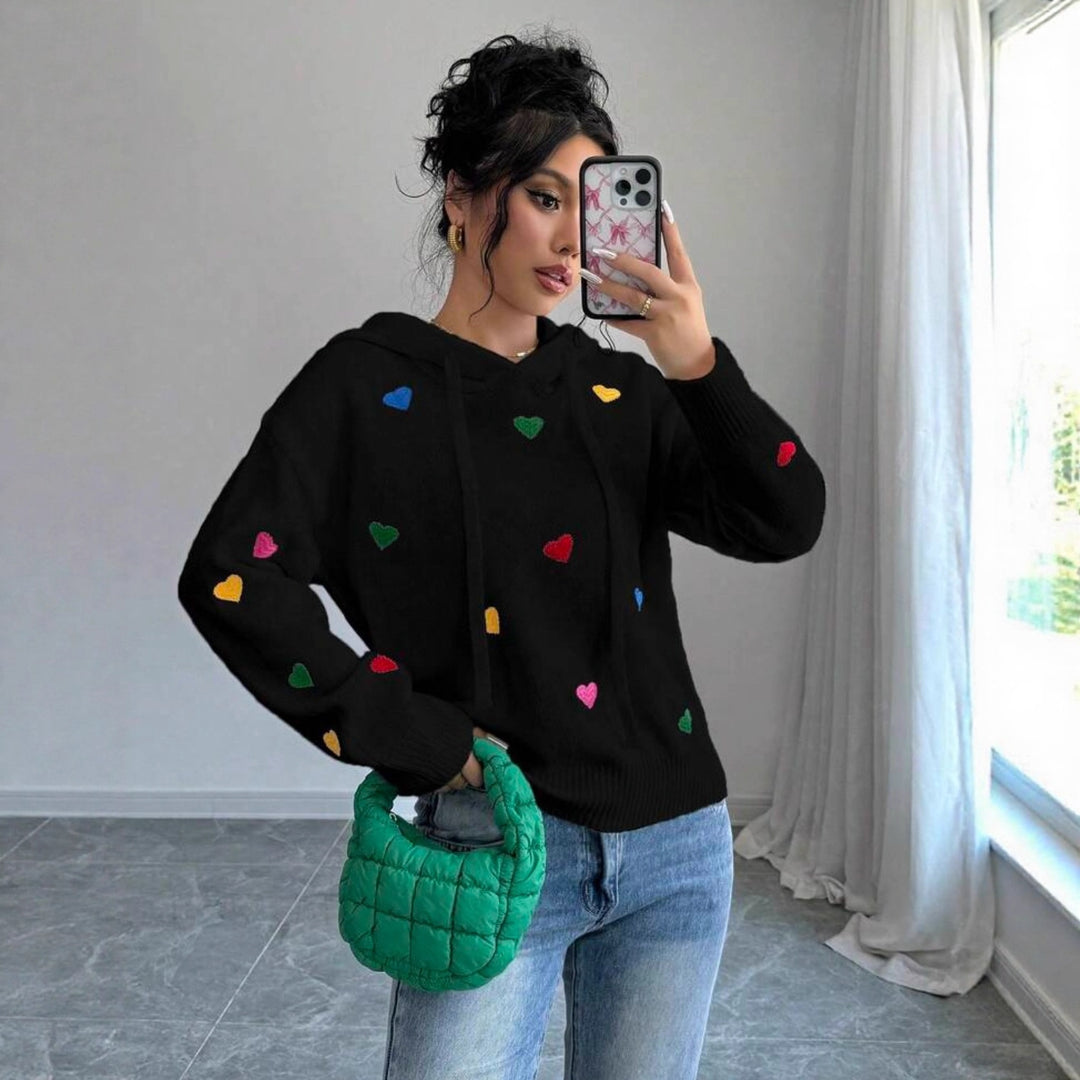Sweat à capuche pour femmes avec design de cœur coloré et capuche Chic & Stil