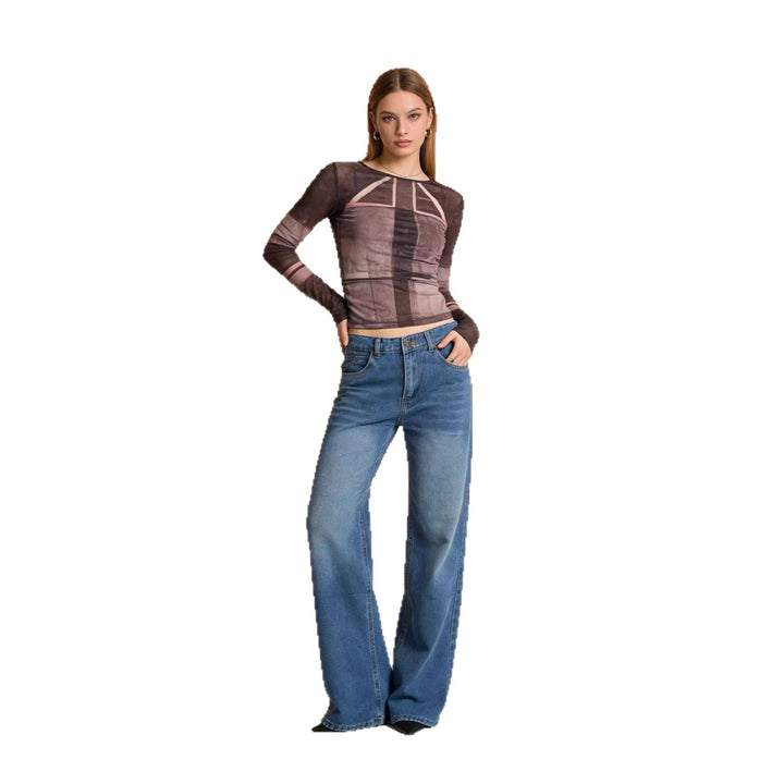 Women's wide denim pants with high waistband and casual cut Lune London
