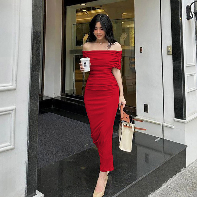 Ladies Elegant Wrap Dress with Chic Off-Shoulder Design and Style