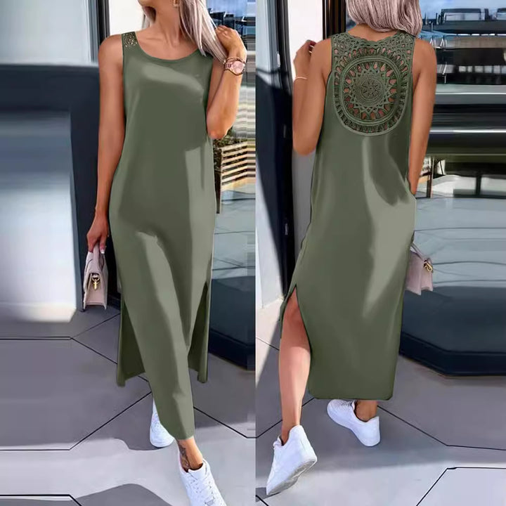 Ladies Elegant Maxi Dress with Chic Back Details and Style
