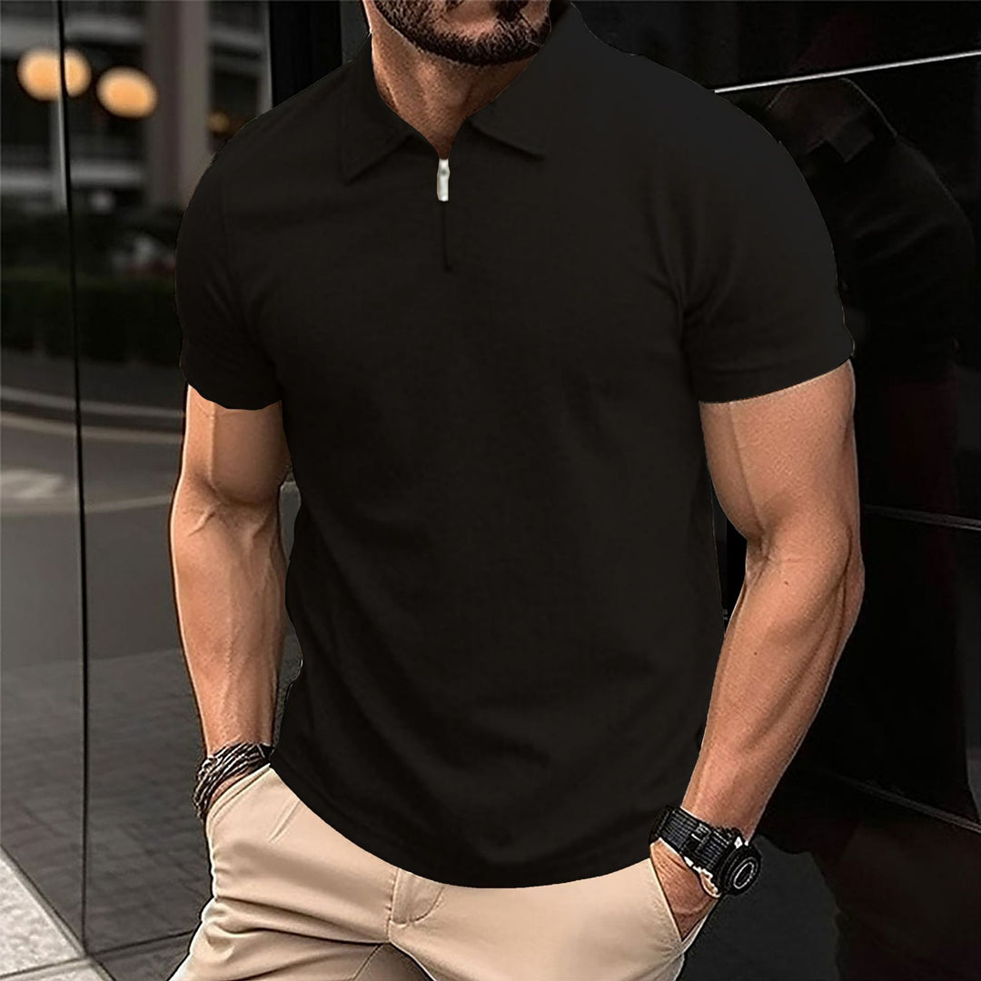 Polo for men with modern zipper and structured fabric Lune London