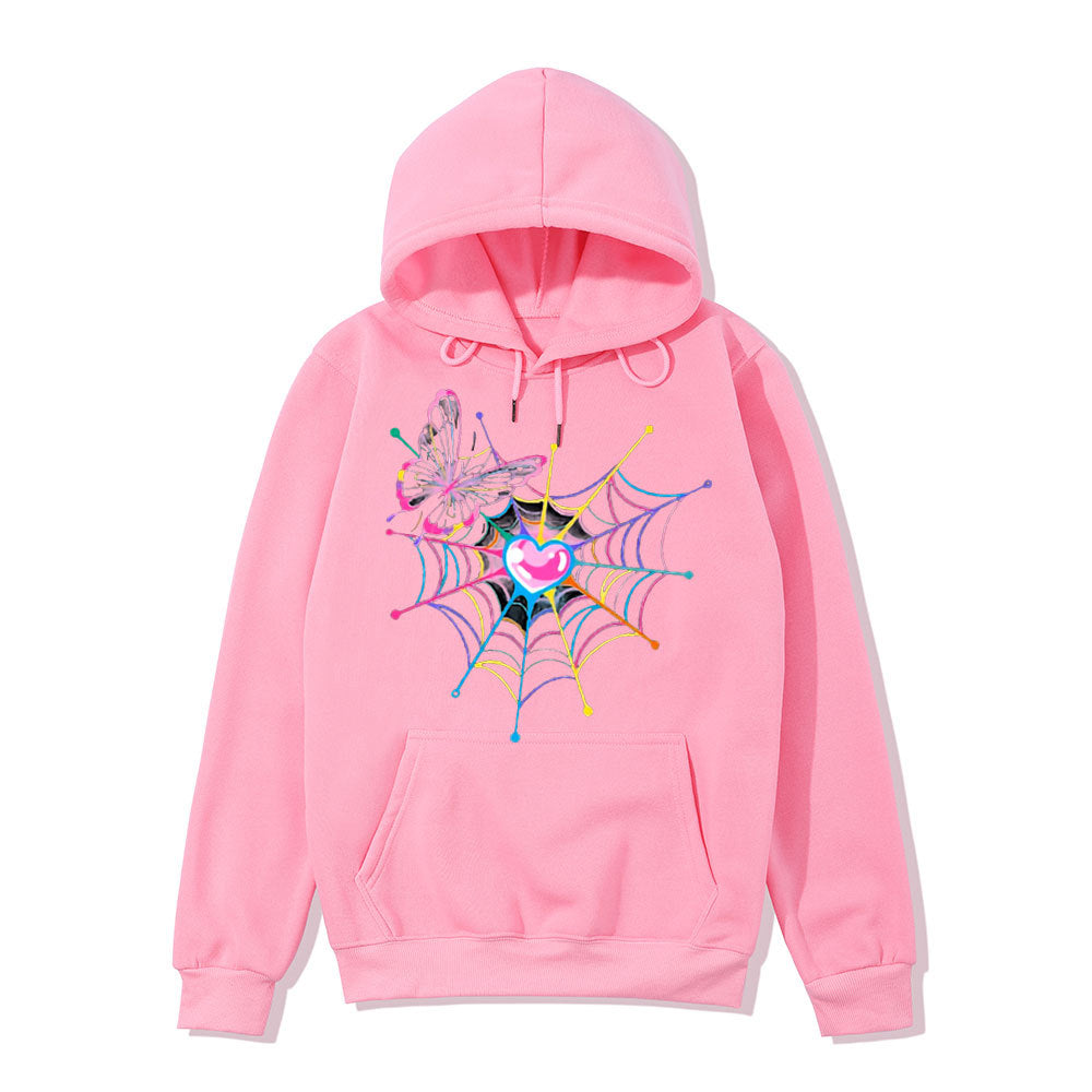Women's hoodie sweatshirt with creative butterfly and spider web design Chic & Stil