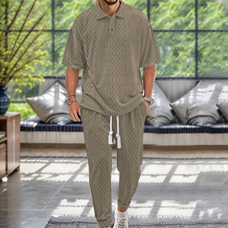Relaxed-Fit Leisure Suit for Men with Contrasting Details and an Elastic Waist Lune London