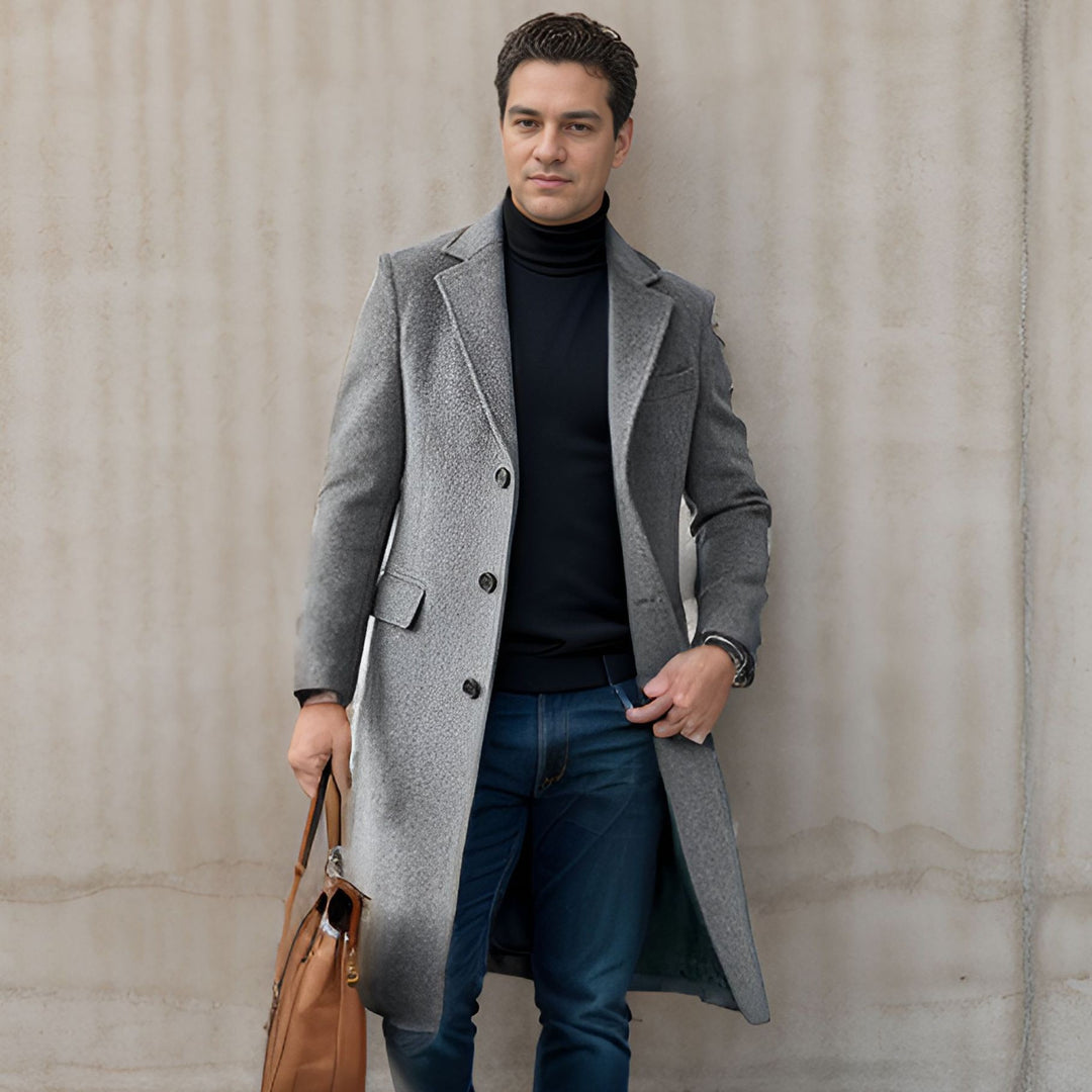 Elegant coat for men with textured fabric and modern accents Lune London