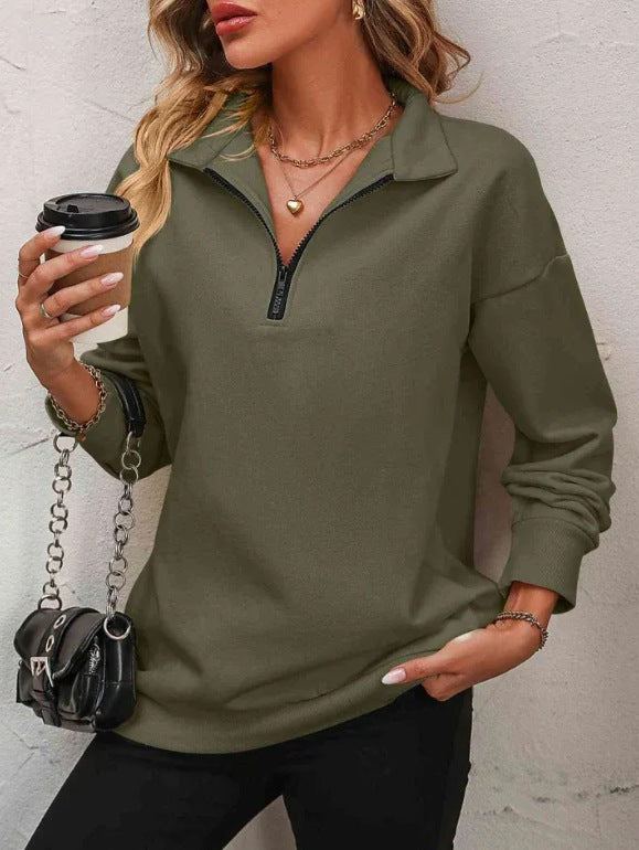 Casual turtleneck sweater for women with half-zip Lune London