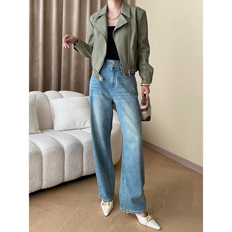 Women's fashionable synthetic leather jacket in biker style Chic & Stil