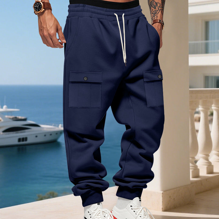 Men's cargo jogger pants with elastic waistband and functional pockets Lune London