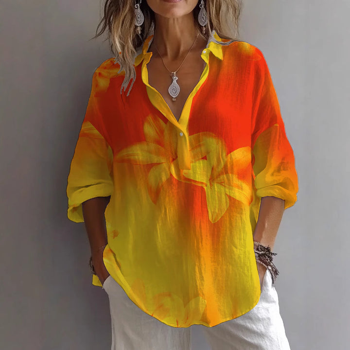 Casual blouse for women with floral print and button placket Lune London