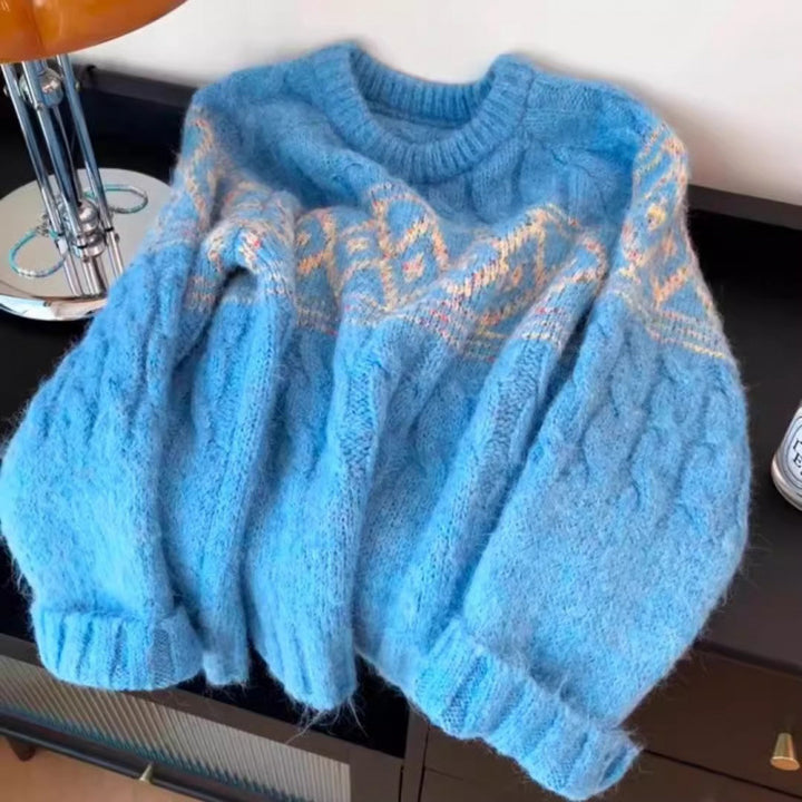 Pull à mailles épaisses pour femmes avec motif nordique et matériau doux Chic & Stil