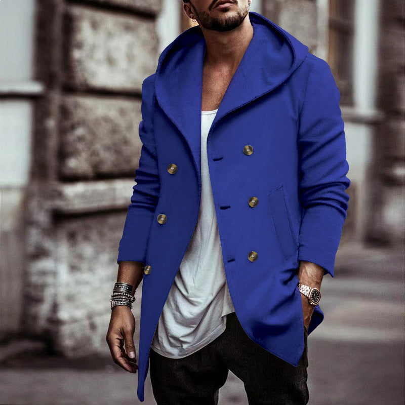 Fashionable men's hooded coat with double-breasted buttons and high-quality details Lune London