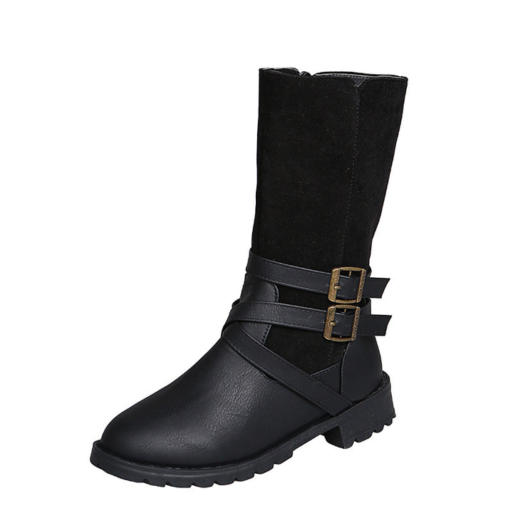 Elegant women's boots with a fashionable crisscross bandage design and a sturdy sole Lune London