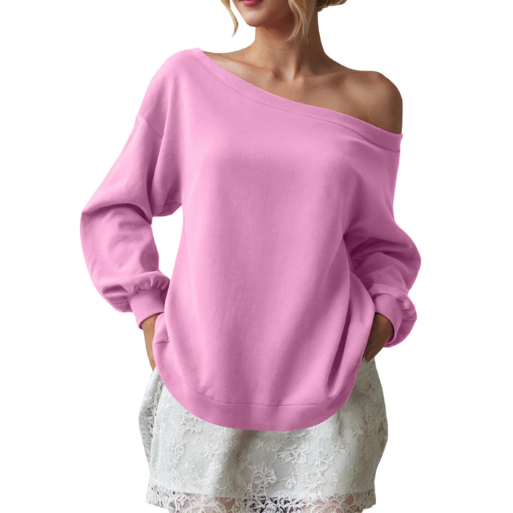 Ladies Creative Oversized Sweatshirt with Chic and Stylish Shoulder Details