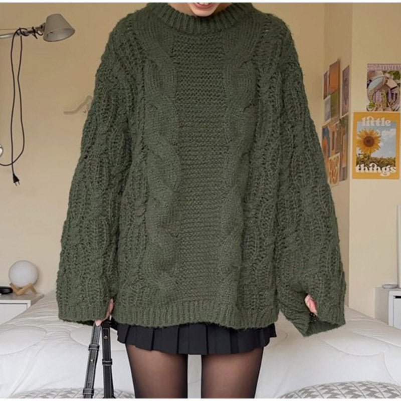 Ladies Large knitted sweater with twisted pattern Lune London