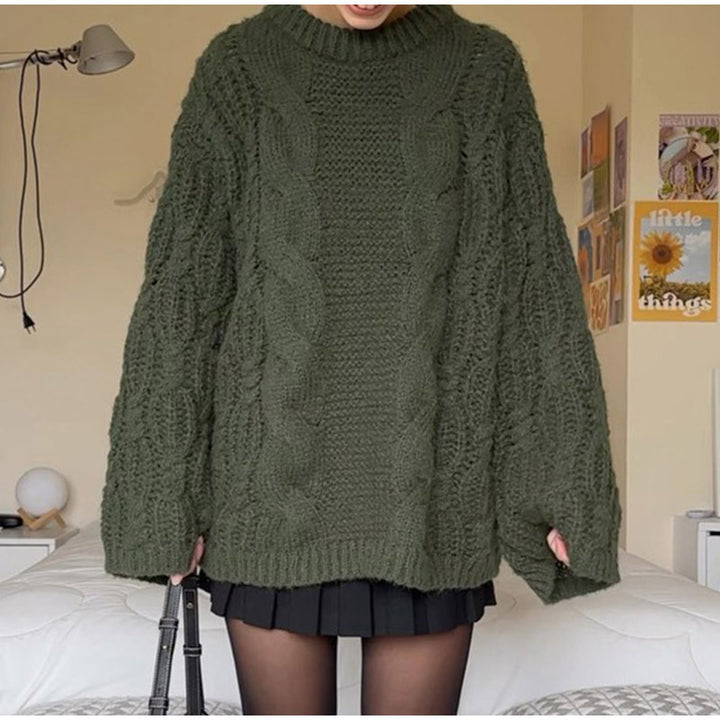 Ladies Large knitted sweater with twisted pattern Lune London