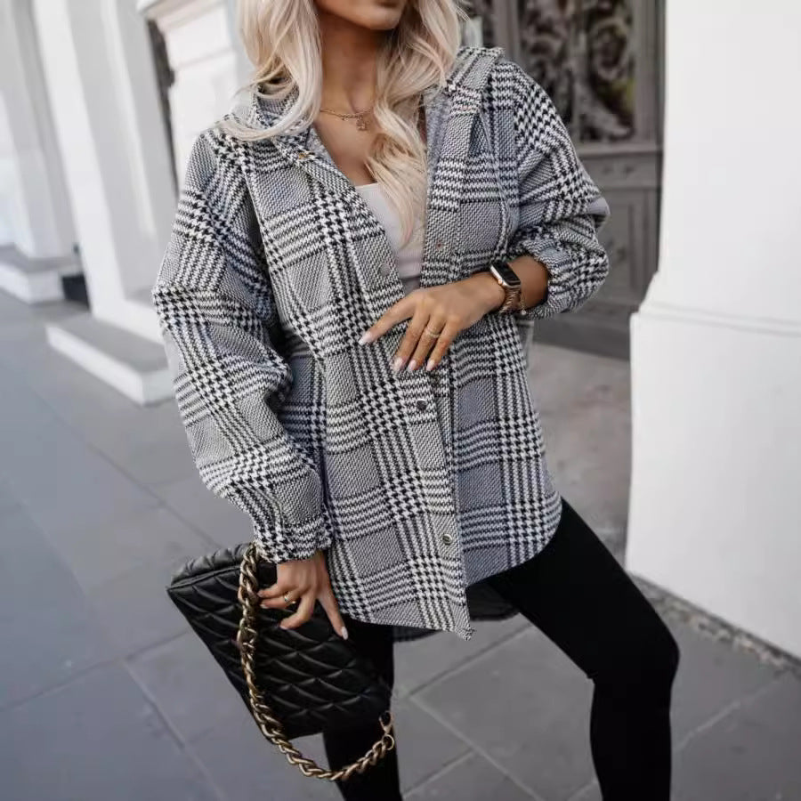Oversized shirt dress for women with a modern check pattern Lune London