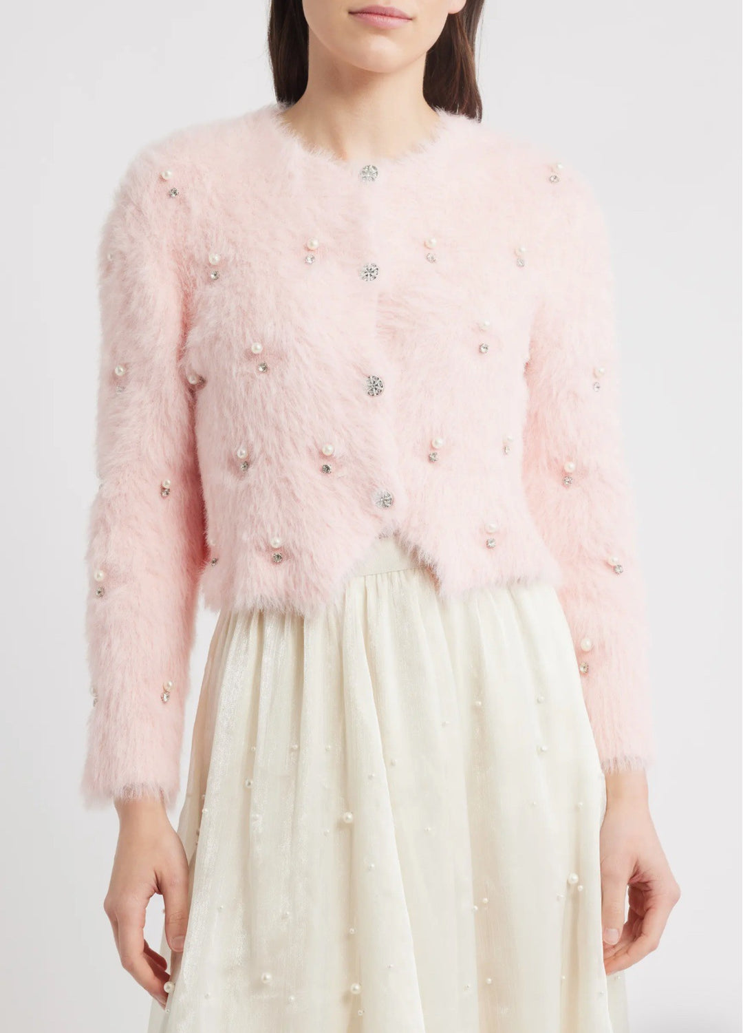 Women luxurious fleece jacket with decorative appliqués Lune London