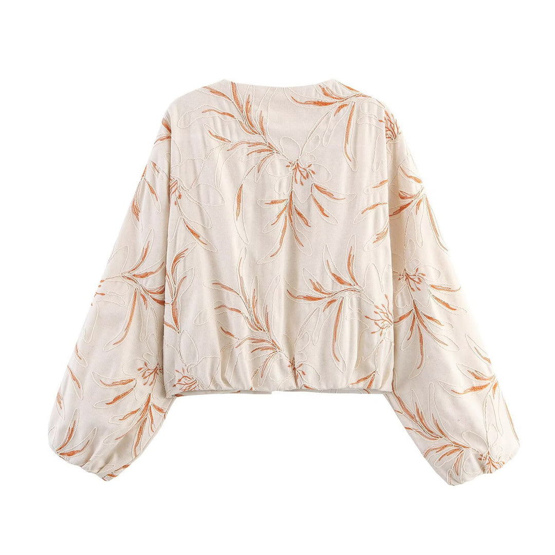 Quilted bomber jacket for women with floral design Lune London