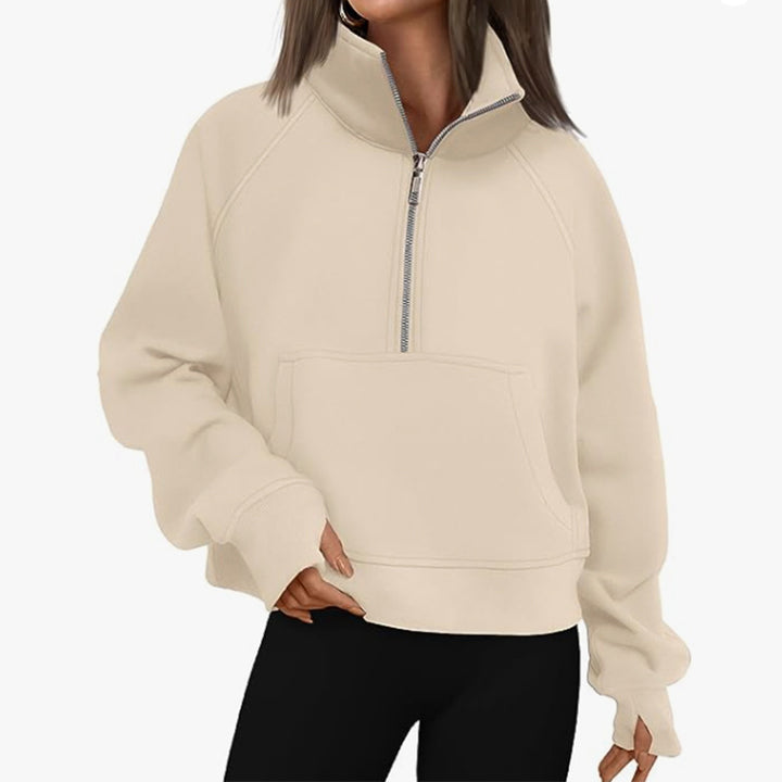 Women's sweatshirt with high collar and half-zip Lune London