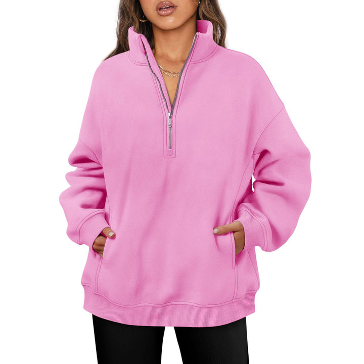Casual oversized fleece sweater for women with high collar Lune London