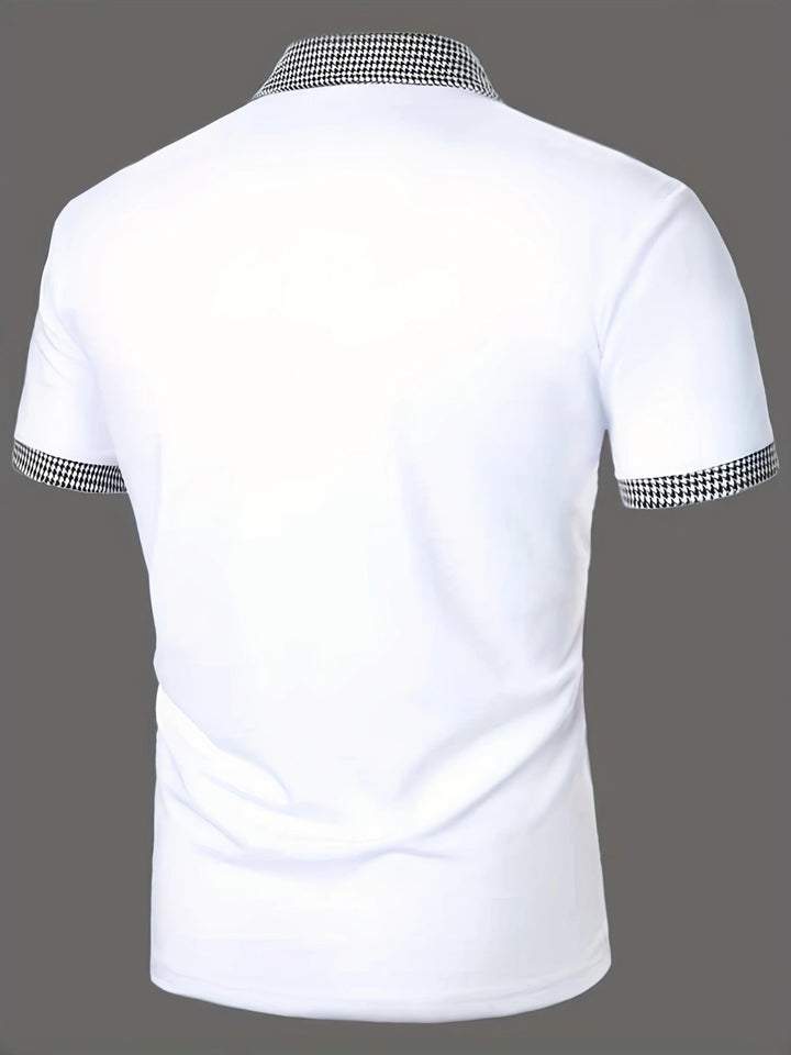 Stylish short-sleeve polo shirt for men with a checkered accents Lune London