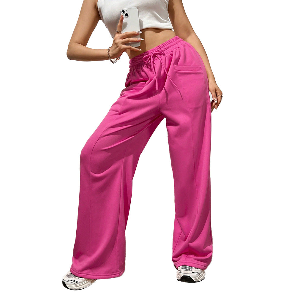 Pantalons de sport pour femmes à coupe décontractée avec taille élastique et poches latérales confortables Chic & Stil