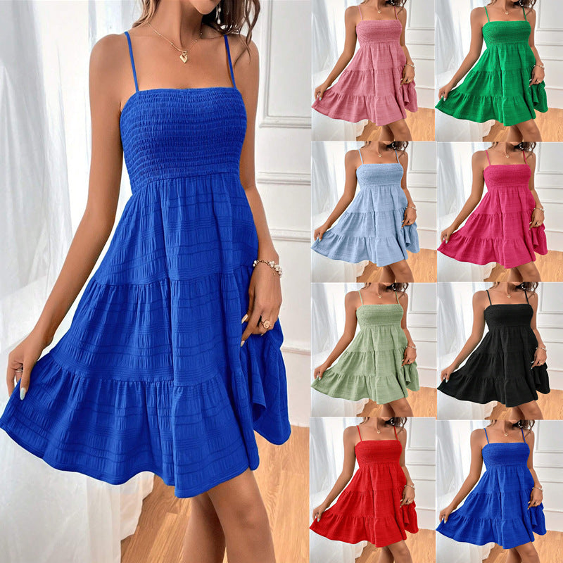Sleeveless mini dress for women with flared skirt and elastic top Lune London