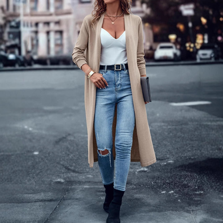 Manteau en tricot pour femmes au design ouvert et à la coupe élégante