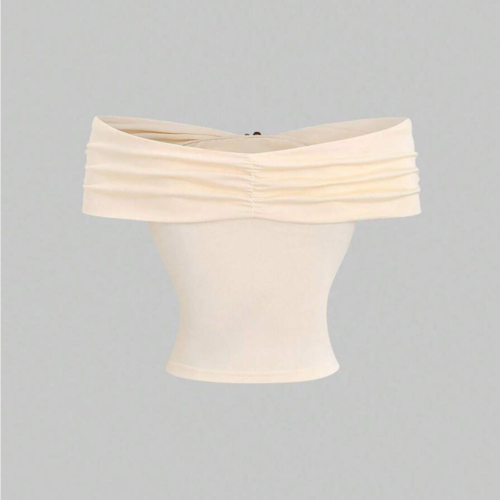 Top Femme Hors Épaule avec Effet Drapé Double et Fermeture Élégante Chic & Stil