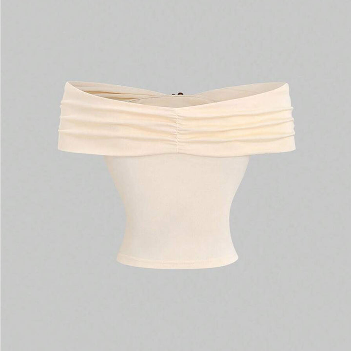 Top Femme Hors Épaule avec Effet Drapé Double et Fermeture Élégante Chic & Stil