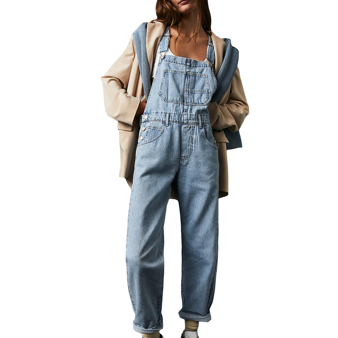 Women’s casual denim overalls with practical pockets and adjustable waistband Lune London