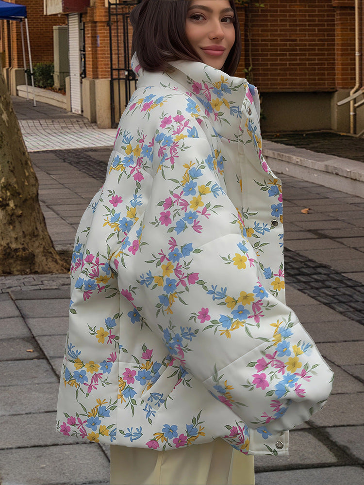 Leisure jacket for women with floral pattern and voluminous sleeves Lune London