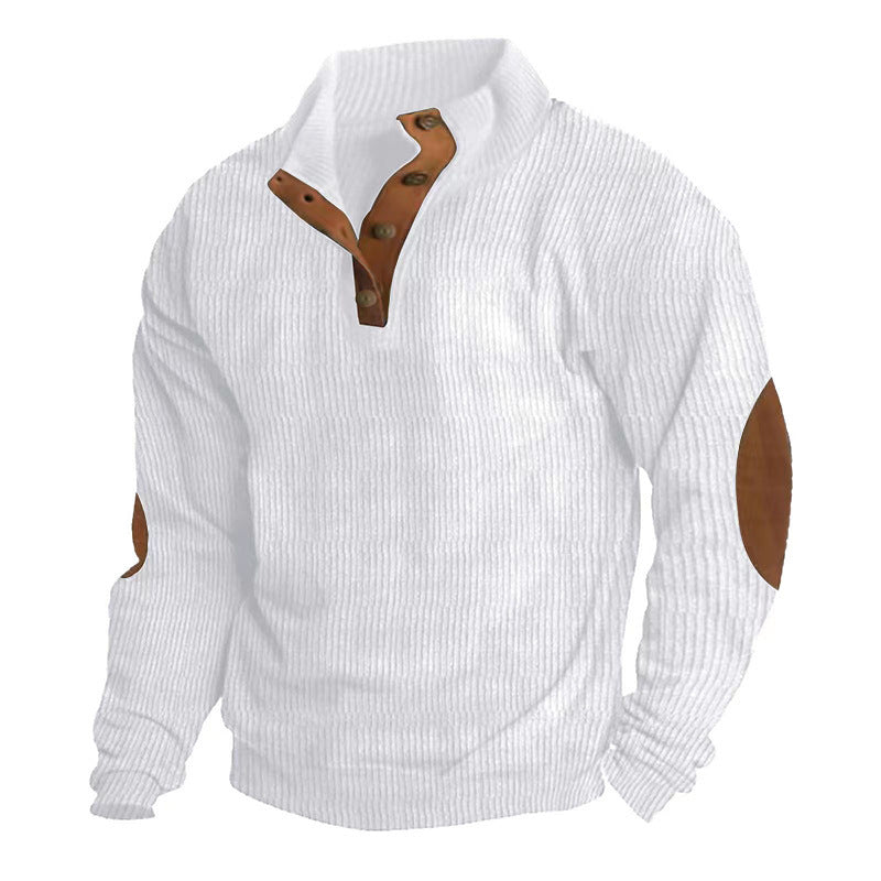 High-end knitwear for men with button placket and trendy leather applications Lune London