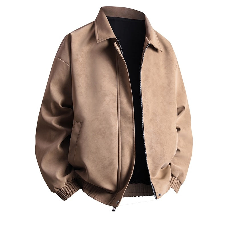 Synthetic leather bomber jacket for men with a relaxed fit and practical pockets Lune London