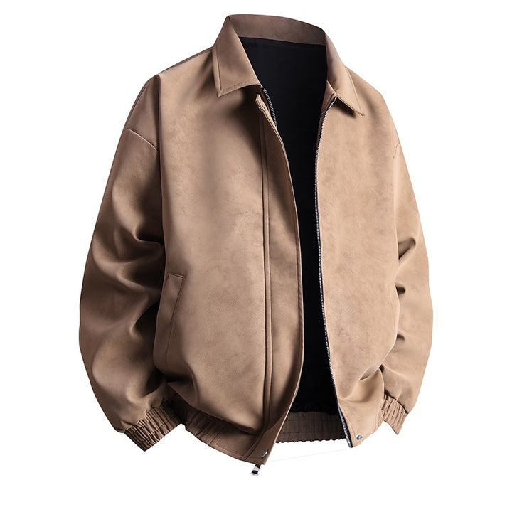 Synthetic leather bomber jacket for men with a relaxed fit and practical pockets Lune London