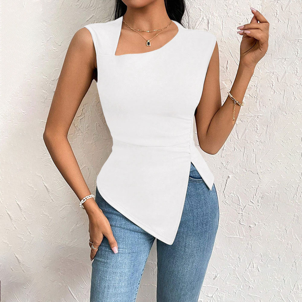 Asymmetrical top for women with elegant draping and trendy cut Chic & Stil
