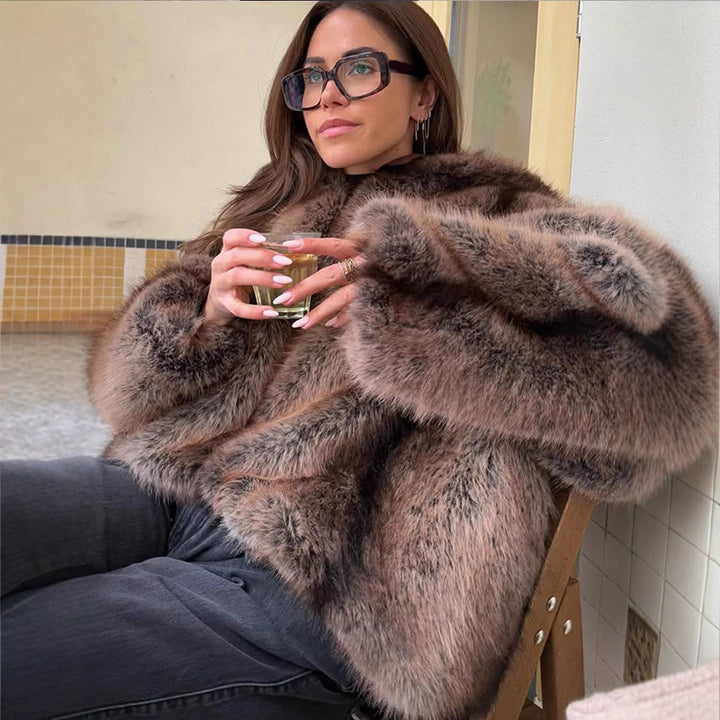 Women's Cozy Faux Fur Jacket with Hood Lune London