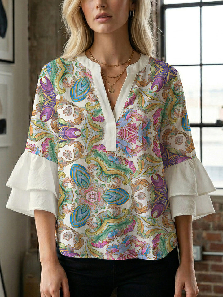 Women's flower creation with voluminous ruffled sleeves Lune London