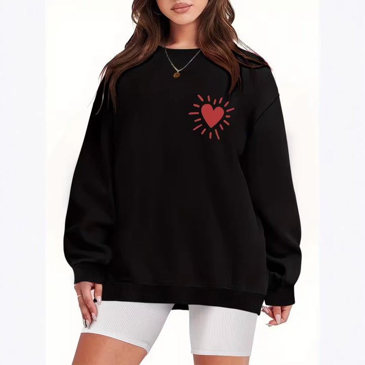 Women's sweatshirt with casual heart motif and oversized fit Lune London
