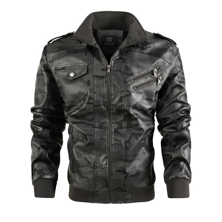 Camouflage leather jacket for men with urban style Lune London