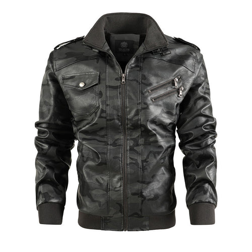 Camouflage leather jacket for men with urban style Lune London