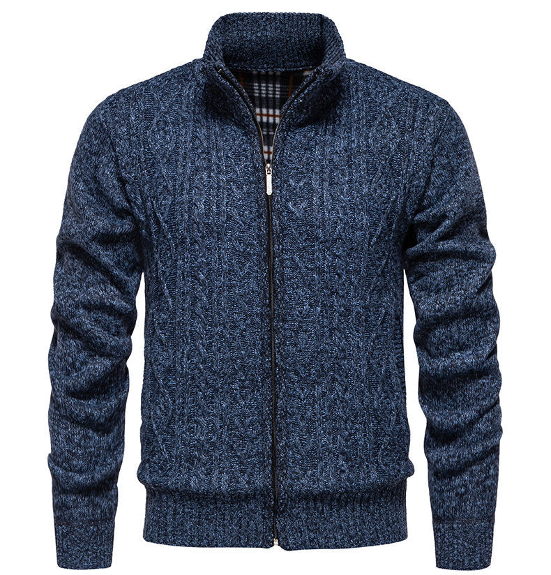 Men's knit jacket with high collar and zipper Lune London