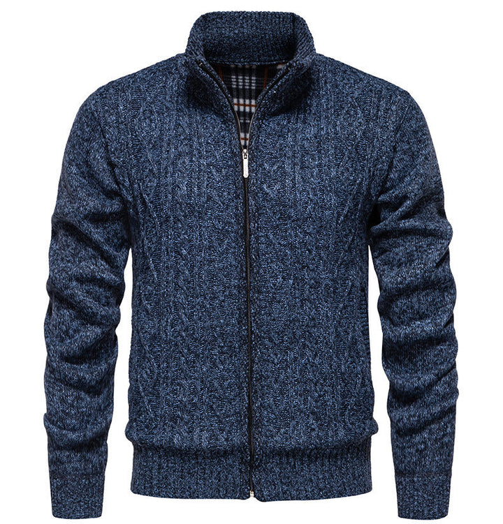 Men's knit jacket with high collar and zipper Lune London