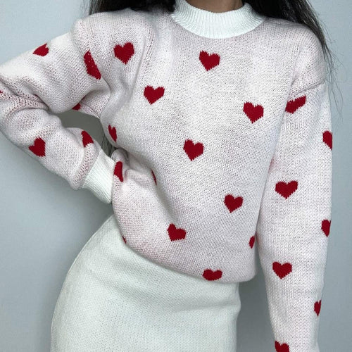 Casual knitted sweater for women with heart pattern Lune London